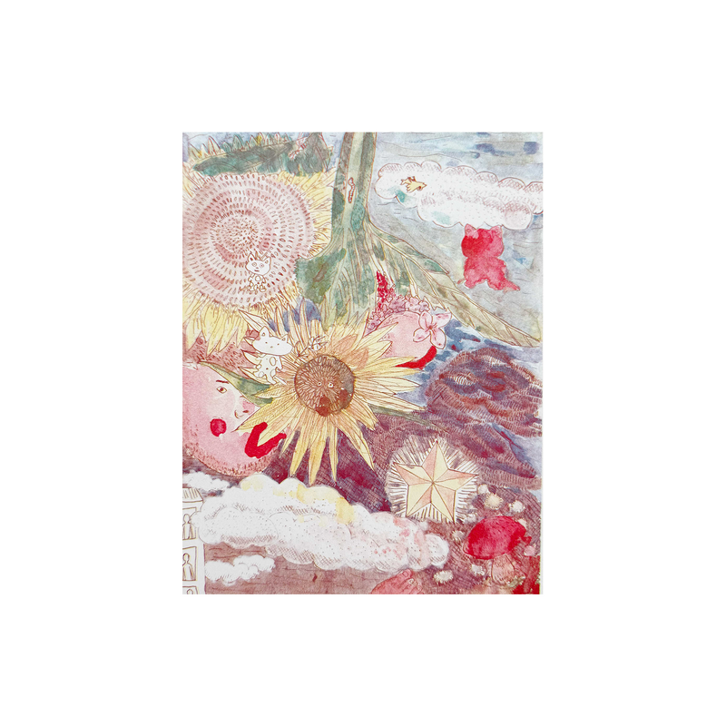顛倒的太陽花 （四色） The Upside Down Sunflower  (Quadrichromy)｜孔版印刷 Risograph