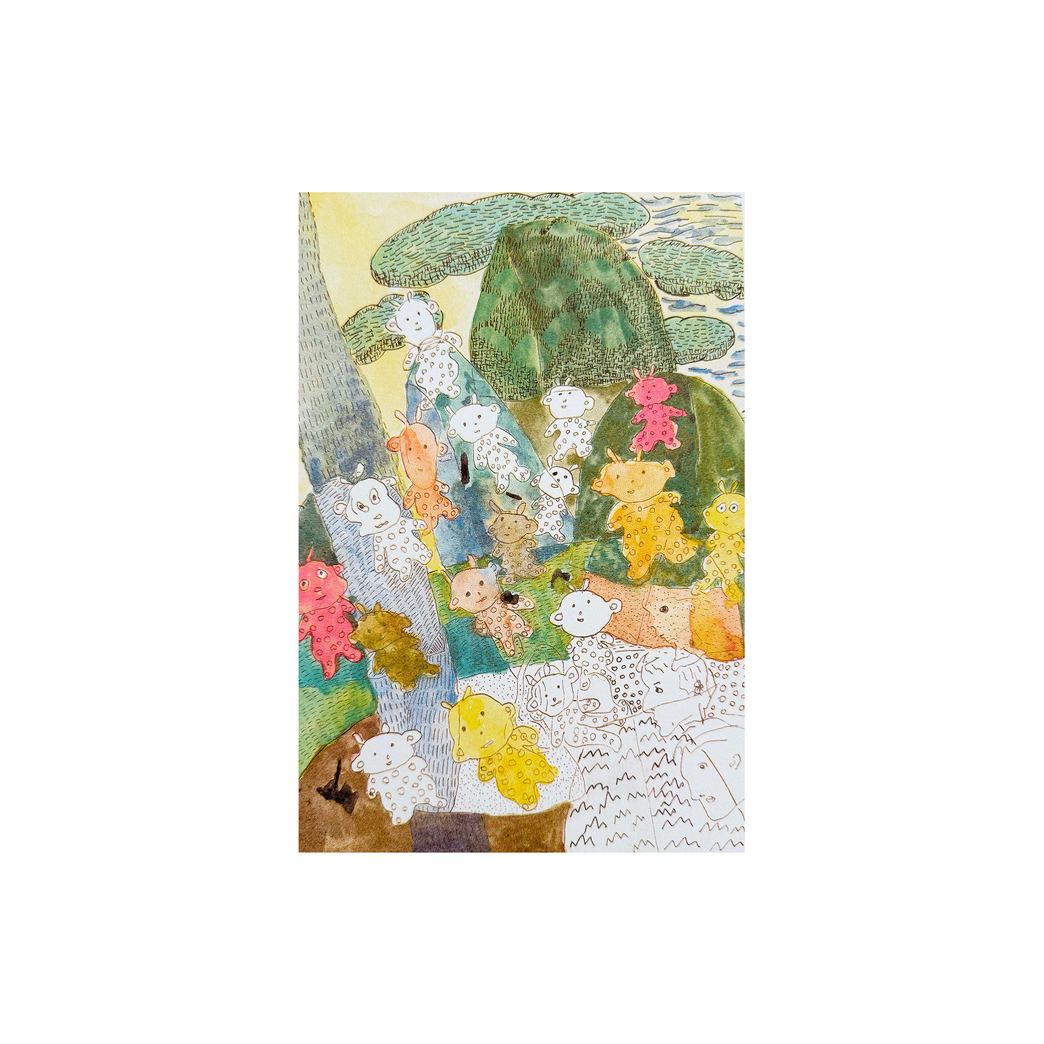 點點精靈 (四色） The Spotted Elves （Quadrichromy）｜孔版印刷 Risograph